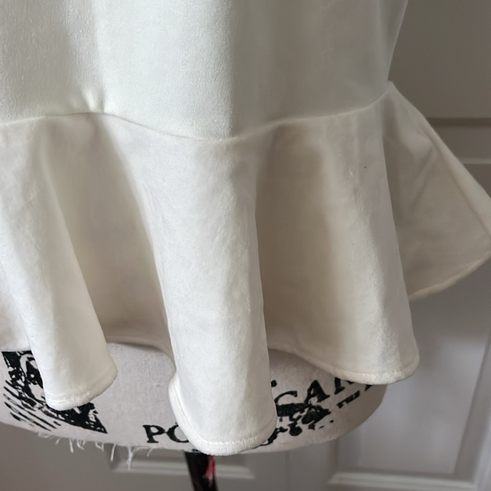 NWT J. Crew Peplum Ponte and velvet cream top sz medium - Picture 5 of 5